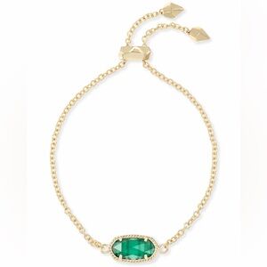 NWT Kendra Scott Elaina Bracelet Gold Emerald Cats Eye